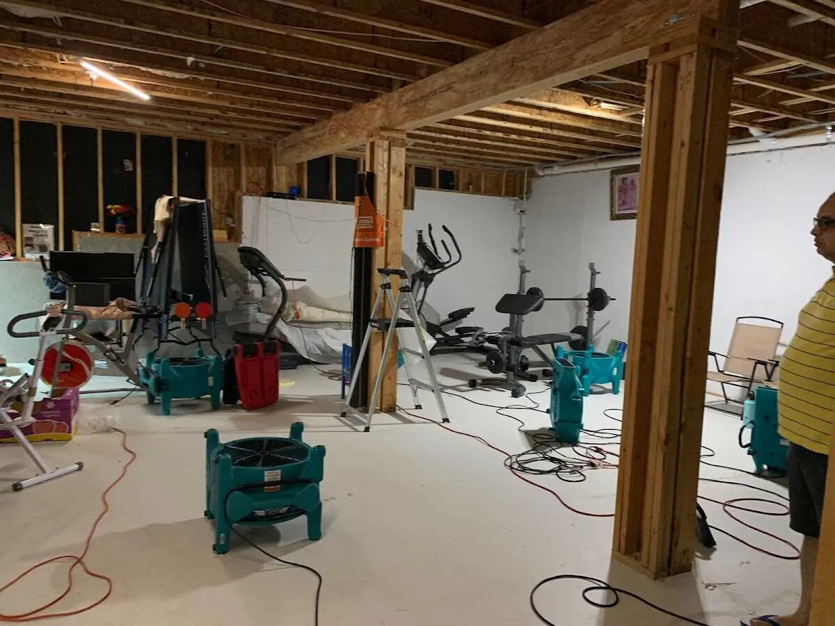 Basement drying equipment setup for Contents Cleaning & Restoration in Junction City